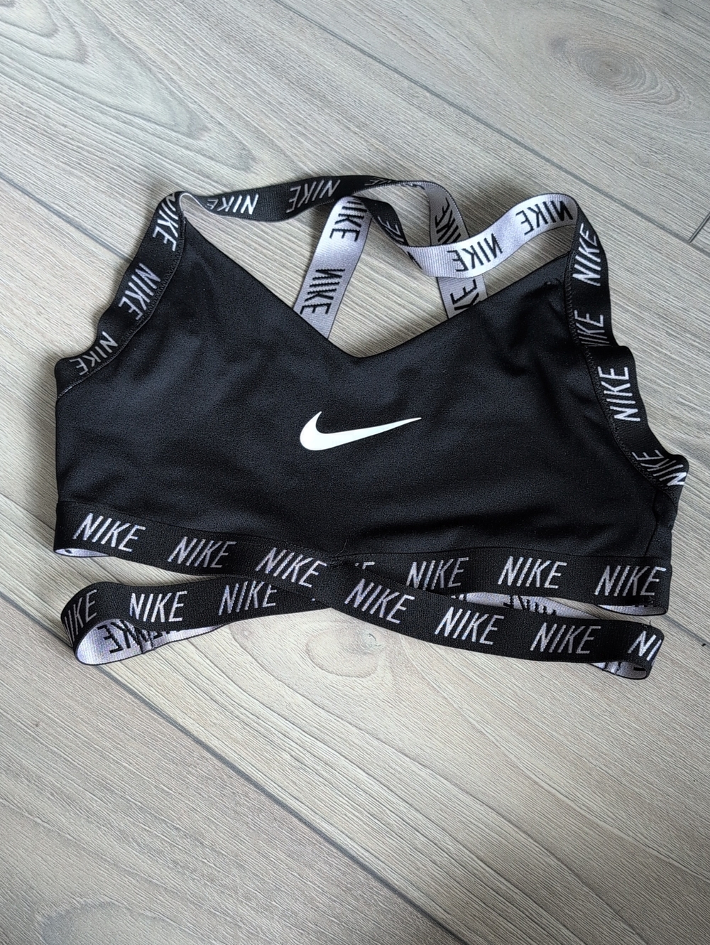 Nike Black Logo-Strip Sports Bra / Bodysuit Top